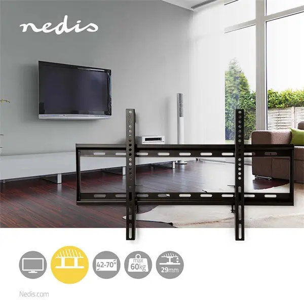 Nedis TVWM2050BK LCD TV / monitor fali tartó fix 42 - 70 " Max. teherbírás: 60 kg, Min. faltávolság: 29 mm – 3. kép