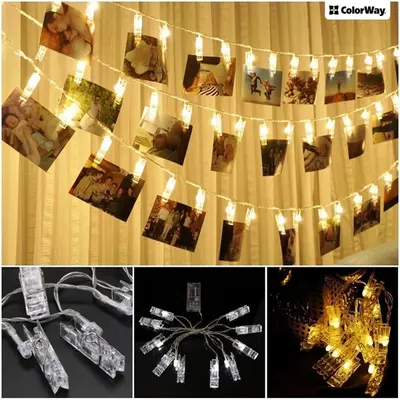 COLORWAY LED füzér fotócsipeszes fényképtartó 20 LED / 3M (CW-LCP-20L30B)