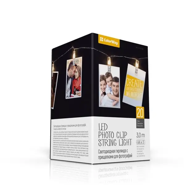 COLORWAY LED füzér fotócsipeszes fényképtartó 20 LED / 3M (CW-LCP-20L30B) – 6. kép