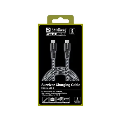 Sandberg Survivor Cable 2m töltőkábel, 100W, – 2. kép