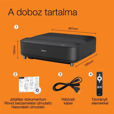 EPSON Projektor - Lifestudio Grand – EH-LS670B Metálfekete (3LCD, 4K Pro, 16:9, 3600 AL, 5 000 000:1, HDMI/USB/WiFi) – 2. kép