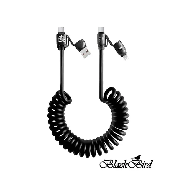 BLACKBIRD Adatkábel Extreme 4in1 USB-A/USB-C/Lightning 50-200cm, fekete