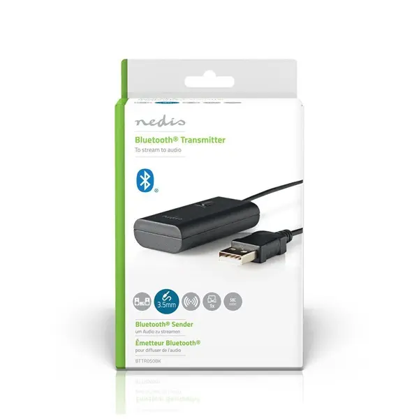 Nedis BTTR050BK, bluetooth adó, Audio/video/adatcsatlakozók bemenete: 1x AUX / 1x USB | SBC – 4. kép