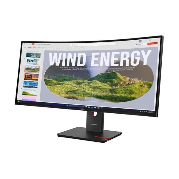 LENOVO Monitor - ThinkVision T34WD-40, 34" WQHD 3440x1440 VA, 21:9, 3000:1, 300cd/m2, 4ms, USB A-C, DP, HDMI, RJ45 – 3. kép