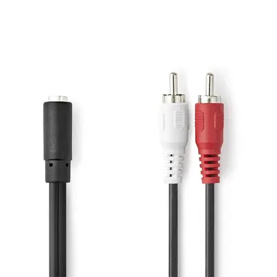 Nedis CAGB22255BK02 sztereo audio kábel, 2x RCA dugó - 3,5 mm jack aljzat,  0,20m – 2. kép