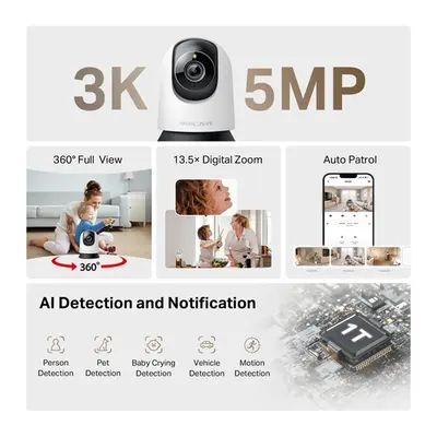 MERCUSYS Wireless Kamera Cloud beltéri éjjellátó AI támogatás, MC230 – 2. kép