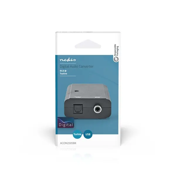 Nedis ACON2505BK digitális audió konverter, digitális koax bemenet, toslink optikai kimenet – 4. kép