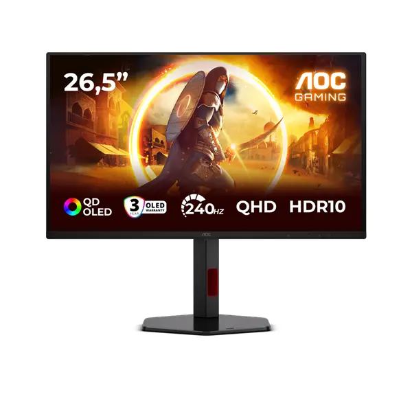 AOC Gaming OLED 240Hz monitor 26,5" Q27G4ZDR 2560x1440, 16:9, 400cd/m2, 0,03ms, DisplayPort/2xHDMI/2xUSB-A/1xUSB-B