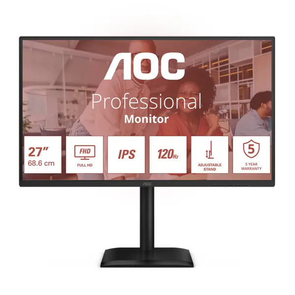 AOC IPS monitor 27" 27E4U 1920x1080, 16:9, 300cd/m2, 4ms, VGA/HDMI/USB, hangszóró, 120 Hz, áll.mag., pivot