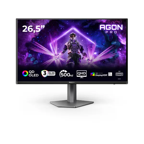 AOC Gaming OLED monitor 26,5" AG276QKD2 2560x1440, 16:9, 1000cd/m2, 0,03ms, HDMI/DisplayPort/2xUSB, áll.mag., pivot