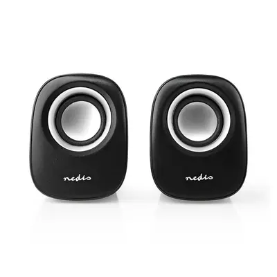 Nedis CSPR10020BK PC hangszóró 2.0, 12 W, 3,5mm sztereo jack, USB-ről táplált, hangerőszabályzó