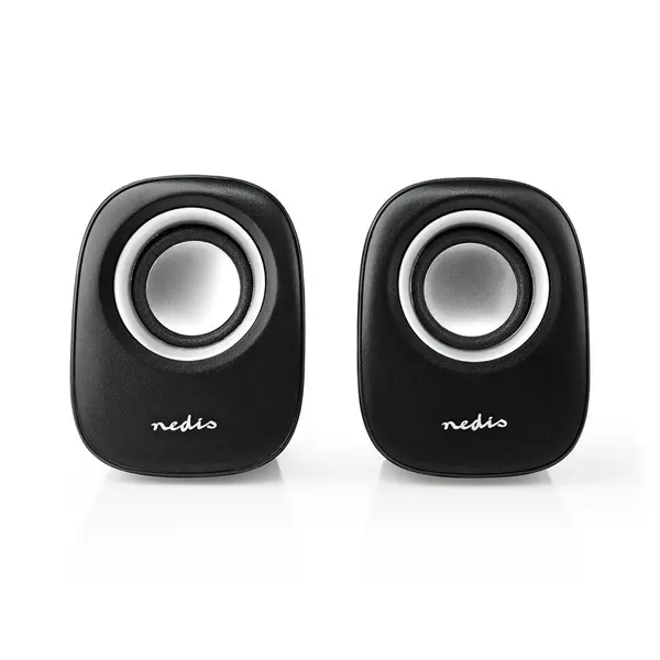 Nedis CSPR10020BK PC hangszóró 2.0, 12 W, 3,5mm sztereo jack, USB-ről táplált, hangerőszabályzó