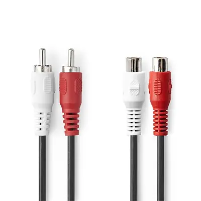 Nedis CAGB24205BK50 RCA toldó kábel, 2x RCA apa - 2x RCA anya, 5m
