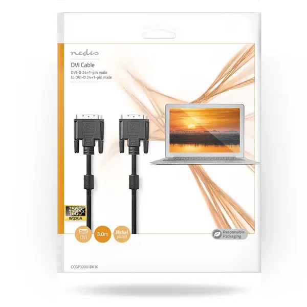 Nedis CCGP32001BK30 DVI-D 24+1p kábel, 2560x1600, hossz 3m – 3. kép