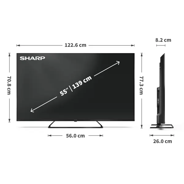 SHARP 55HP6265E 55"/139cm 4K Ultra HD QLED Google TV, 3840x2160, 4xHDMI/2xUSB – 8. kép
