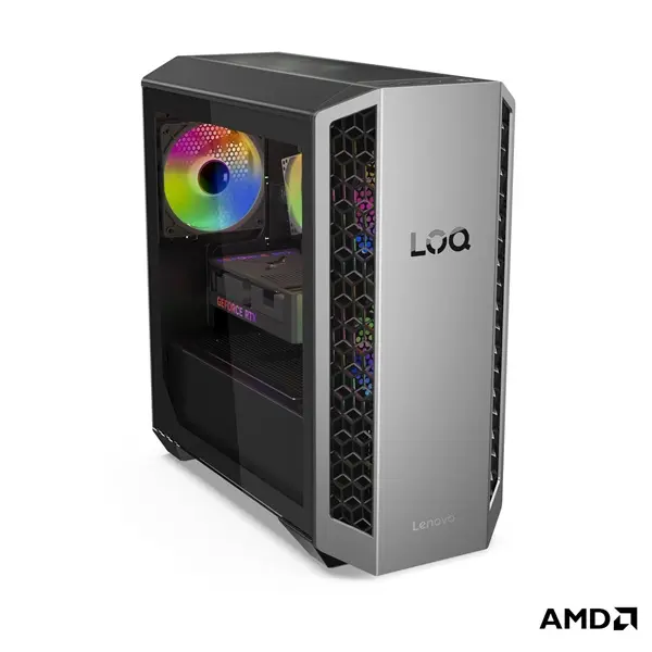 LENOVO LOQ Tower 26ADR10, AMD Ryzen 7 8745HX, 16GB, 512GB, RTX 5050 8GB, NoOS, Luna Grey + Eclipse Black – 3. kép