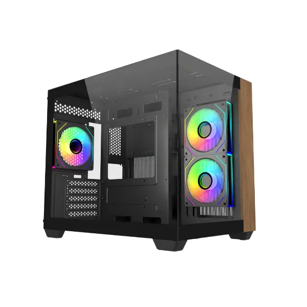 COOLER MASTER Ház ITX/Micro-ATX ELITE 481 Wood,Tápegység nélkül, Fekete