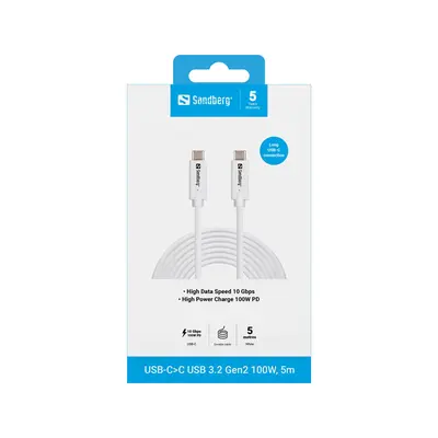 SANDBERG USB-C>C USB 3.2 Gen2 100W, 5m – 2. kép
