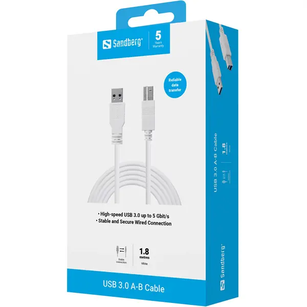 SANDBERG USB 3.0 A-B kábel 1.8 m – 4. kép