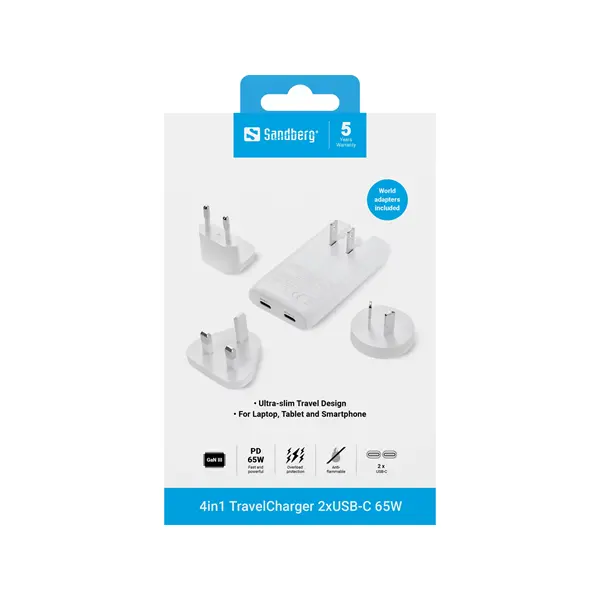 SANDBERG 4in1 TravelCharger 2xUSB-C 65W – 8. kép