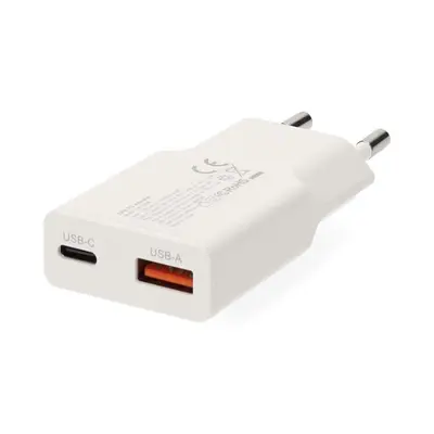 Nedis WCHA30WT gyorstöltő USB-A / USB-C töltő, GaN, PD3.0, QC, Gyorstöltési funkció 1,5 / 2,0 / 2,5 / 3,0 A, 30W, fehér