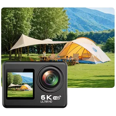 BLACKBIRD Akció Kamera Dual Screen érintő képernyő, távirányító V6 6K Wifi, Fekete – 2. kép