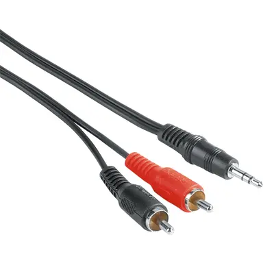 HAMA 205107, ECO 3,5MM JACK-2RCA ÖSSZEKÖTŐKÁBEL 25DB/CSG 5,0M, FEKETE