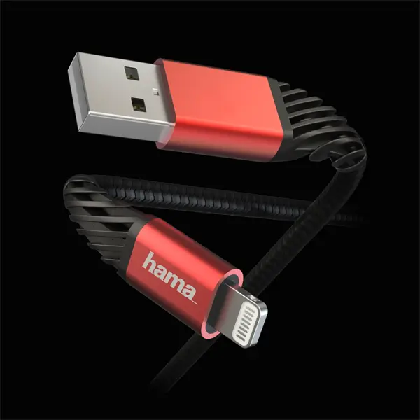 HAMA 201538, FIC E3 ADATKÁBEL LIGHTNING "EXTREME" 1,5M, FEKETE-PIROS – 3. kép
