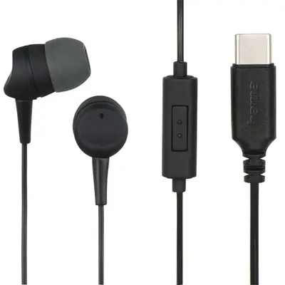 HAMA 184141, "BASIC4PHONE" IN-EAR FÜLHALLGATÓ,USB TYPE-C, FEKETE