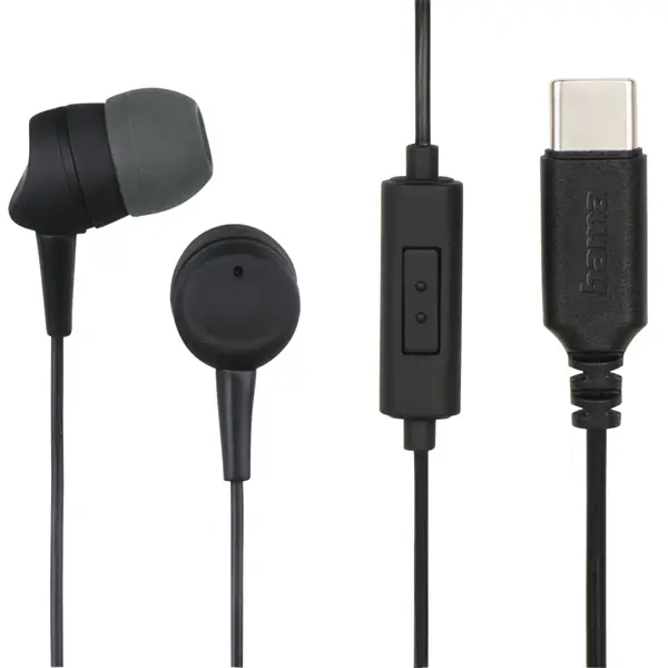 HAMA 184141, "BASIC4PHONE" IN-EAR FÜLHALLGATÓ,USB TYPE-C, FEKETE
