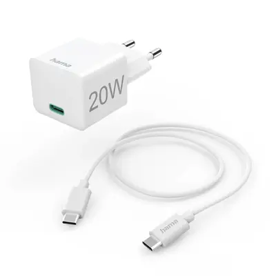 HAMA 201675, FIC E3 UNIV. HÁLÓZATI USB TYPE-C TÖLTŐ MINI "PD,QC", FEH. 20W, 1M KÁBEL