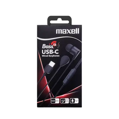 MAXELL Fülhallgató, EB10 BASS13, In-ear, fekete, USB-C – 2. kép