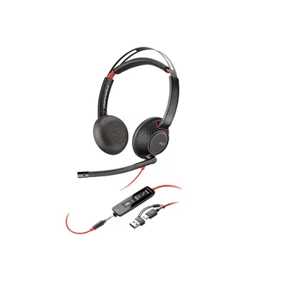 HP POLY fejhallgató Blackwire 5220 sztereó USB-C+3,5 mm-es csatlakozó+USB-C/USB-A adapter