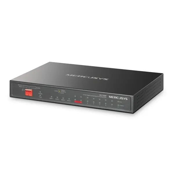 MERCUSYS Switch 12x1000Mbps(8xPOE+) + 2xSFP, Fémházas Asztali, MS112GMP – 2. kép