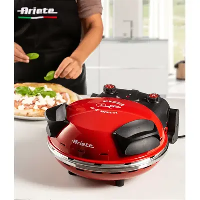 ARIETE 909 Da Gennaro pizzasütő, sütőlap: 33 cm, 5 fokozat, 1200W, Piros – 2. kép