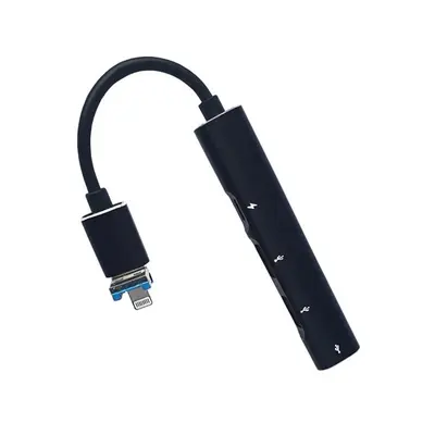 BLACKBIRD Adapter USB3.0/Lightning, 2xUSB, 1xUSB-C, 1xLightning, Fekete