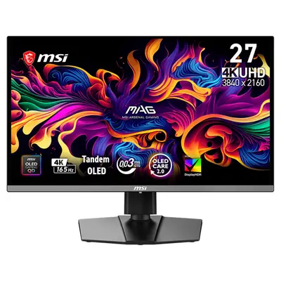 MSI Monitor GAMING MAG 272UP QD-OLED E16 26,5" UHD 3840x2160, 165Hz, 150000:1 CR, 250cd/m2, 0,03ms, 2x HDMI, DP, USB-C