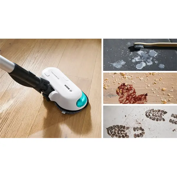 BOSCH BCS71HYG1 Unlimited 7 ProHygienic Aqua Vezeték nélküli porszívó, 2in1 DynamicAqua felmosó, Fehér/Türkiz – 2. kép