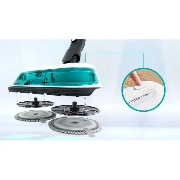 BOSCH BCS71HYG1 Unlimited 7 ProHygienic Aqua Vezeték nélküli porszívó, 2in1 DynamicAqua felmosó, Fehér/Türkiz – 3. kép