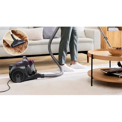 BOSCH BGC05AAA1 Serie 2 Porzsák nélküli porszívó, 78dB, 1,5L, Szürke/Lila – 2. kép