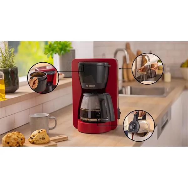 BOSCH TKA2M114 MyMoment Filteres kávéfőző, 1200W, 1,4L, Piros – 2. kép