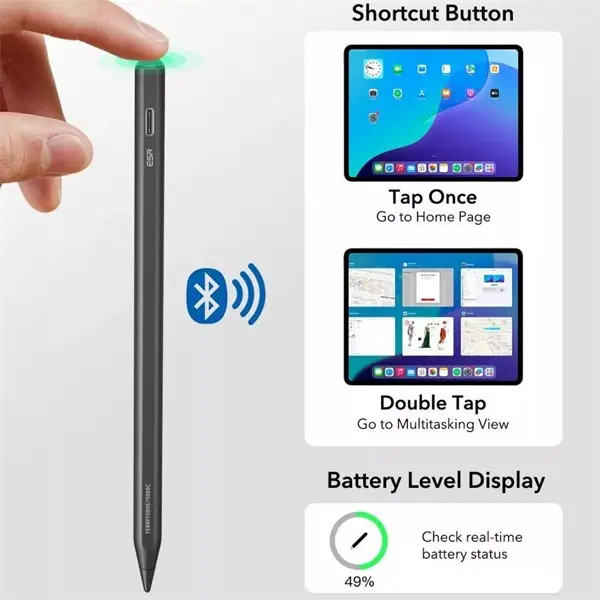 ESR Stylus Pen aktív toll rajzoláshoz, jegyzethez, 2018 után kiadott Apple iPad Air, iPad Mini (A17), iPad Pro, fekete – 7. kép