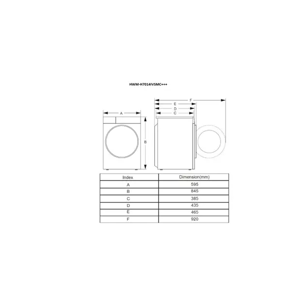 HEINNER HWM-H7014IVSMC Elöltöltős mosógép, 7kg, 1400ford./perc, 15 program, Fehér – 4. kép