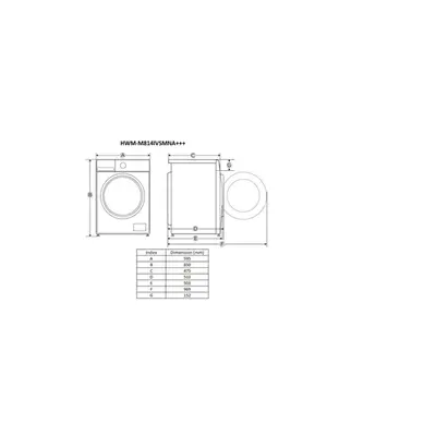 HEINNER HWM-M814IVSMNA Elöltöltős mosógép, 8kg, 1400ford./perc, 15 program, Fehér – 2. kép