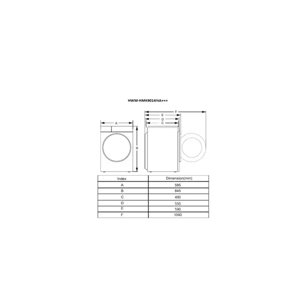HEINNER HWM-HMK9014IVA Elöltöltős mosógép, 9kg, 1400ford./perc, digitális vezérlő, 14 program, Fehér/Fekete – 7. kép