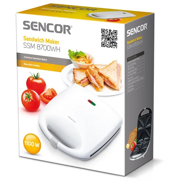 SENCOR SSM 8700WH Szendvicssütő, 1100W, Fehér – 4. kép