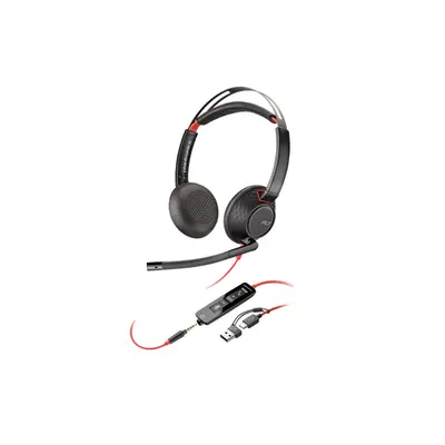 HP POLY fejhallgató Blackwire 5220 sztereó USB-C+3,5 mm-es csatlakozó+USB-C/USB-A adapter (Bulk)