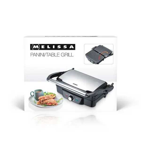 MELISSA Panini / Asztali grillsütő / kontakt grill 1600 W fekete / rozsdamentes acél burkolat, hőfokszabályzó – 5. kép