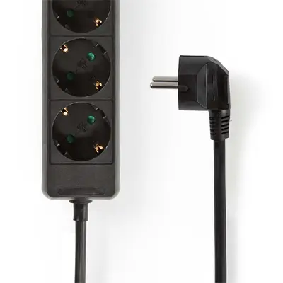 Nedis ESOC630F1BK 6 aljzatos elosztó, 3 m, 3680 W, 16 A, fekete – 2. kép