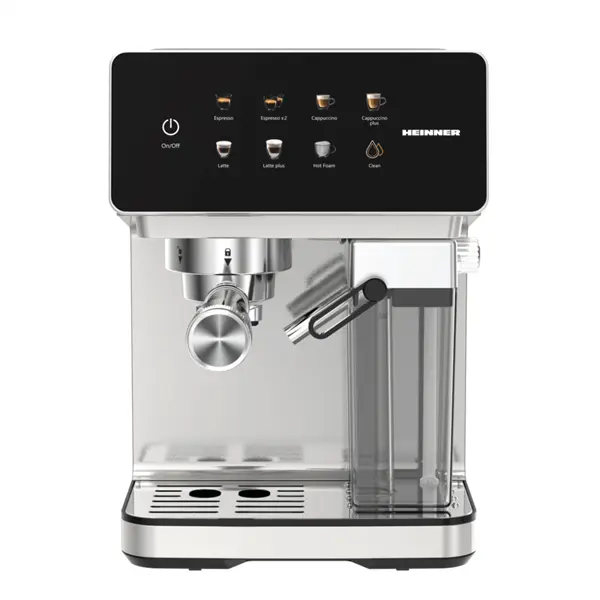 HEINNER HEM-LK20DMLK CreamyBlend Eszpresszó kávéfőző tejtartállyal, 20 bar, víztartály:1.6L, 1350W, Fekete/Inox